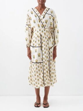 Rhode Vedha wrap dress in Marigold Print
